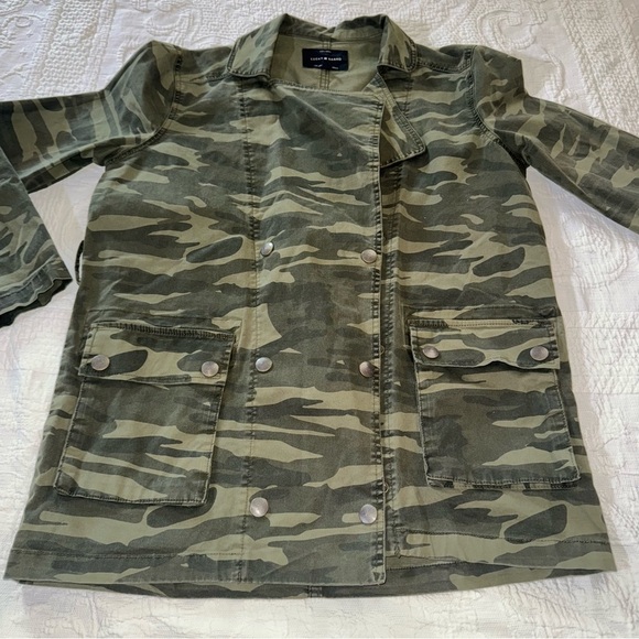 Lucky Brand Green Camo Trench Jacket Size Extra Small - Picture 8 of 11